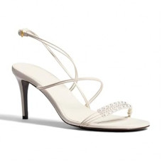 QIV Strappy Heels for Women Open Toe Beaded Pearl High Heels Round Toe Ankle Strap Stiletto Heeled San…