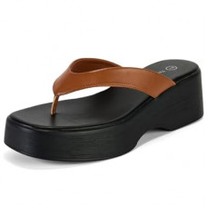Yavero Women's Platform Flip Flop Sandals Comfortable Wedge Thong Sandals with Square Toe, Casual Su…