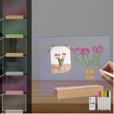 Fincoly Acrylic Dry Erase Board with Light for Kids LED Note Board 7 Colors Change 7 Markers Remote C…