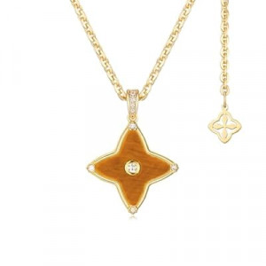 MYEARS Women Clover Necklace Pendant Lapis Lazuli/Mother of Pearl/Turquoise/Yellow Tiger's Eye…