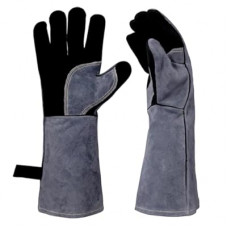 iuhkjnuh Leather Welding Gloves, 16inch 932℉ Heat/Fire Resistant, Wood Stove Gloves, Large Mitts…