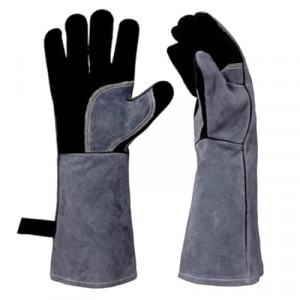 iuhkjnuh Leather Welding Gloves, 16inch 932℉ Heat/Fire Resistant, Wood Stove Gloves, Large Mitts…