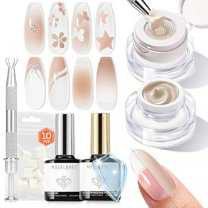 modelones Patting Gel Nail Polish Kit with Preserve Color Top Base Coat, Nude Color Pat Paint Gel Pigmente…