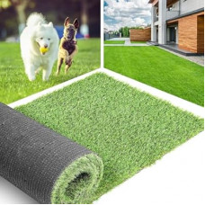 LFL Artificial Grass Turf 5 Feet X 8 Feet, Indoor/Outdoor Synthetic Fake Grass Rug with Drainage Holes, 0.8