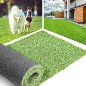 LFL Artificial Grass Turf 5 Feet X 8 Feet, Indoor/Outdoor Synthetic Fake Grass Rug with Drainage Holes, 0.8