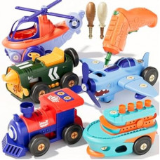 Take-Apart Electric Building Toys for kids ages 4-8, 5 Pcs Toys Cars Kids&toddler Tool Set with Motor &…