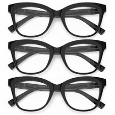 OUKEMAX 3-Pack Women's Reading Glasses with Blue Light Blocking and Anti-Glare Features