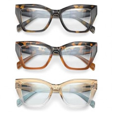 OUKEMAX 3-Pack Women's Reading Glasses with Blue Light Blocking and Anti-Glare Features