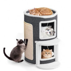 Rukuapid 2-Storey Cat Beds for Indoor Cats House, Covered Beds & Furniture with Scratch Pad, Cat Hid…