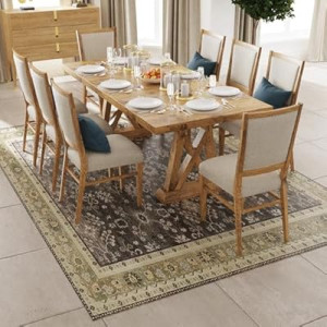 6' x 9' Durable Vinyl Rugs for Living Room, Vintage Floral Pattern for Dining Room, Bedroom, Home Offi…