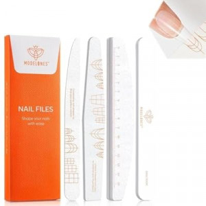 Modelones Nail Files and Nail Buffers Blocks 4 PCS, Double Side Trimed & Shaped Emery Board 100/150/180…