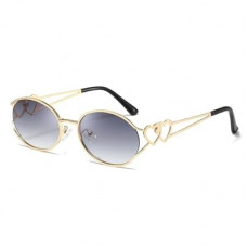 SODQW Retro Oval Sunglasses for Women Trendy Metal Frame Round Designer Sun Glasses with Heart Ac…