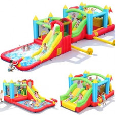 AKEYDIY Dual Bounce House Water Slide Combo, Bouncy House for Kids 3-12 with Extra-Wide Slide & Baske…