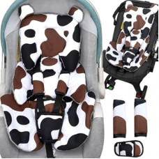 Honeau Infant Car Seat Insert & 3 Strap Cover,4in1 Thickened Newborn Carseat Head Body Support,Reversi…