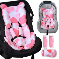Honeau 4in1 Newborn Carseat Insert & 3 Strap Cover,Reversible Infant Car Seat Insert Head Body Support,Thic…
