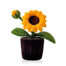 Sinlxcoy Crochet Sunflower Gift for Desk Decor, Handmade Emotional Support Flowers for Office, Thank Y…