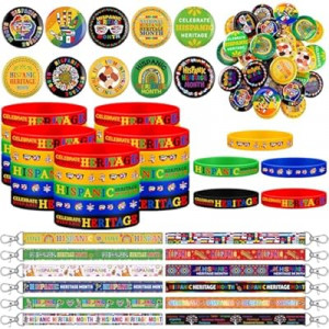 Quelay 72 Pcs Hispanic Heritage Month Party Favors Bulks Included 24 Hispanic Rubber Bracelets 24 Butto…