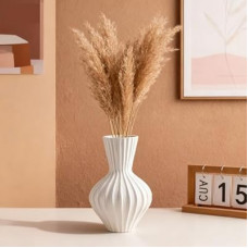 White Flower Vase - 7.3 Inch Ceramic Vase for Flowers, Textured Gourd-Shaped Home Decor, Modern Mini…