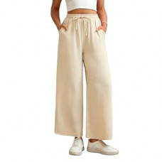 Dolayci Pants for Women Wide Leg Pants Drawstring Elastic High Waist Flowy Work Formal Pants with Poc…