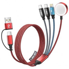 Dual Type-C Port 4in2 USB C Cable for Apple Watch Charger/iPhone 17 Charger/Lightning,Multi Charging C…