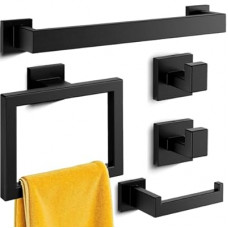 Kitsure 5-Pieces Bathroom Hardware Set & Accessories, Rustproof Towel Racks for Bathroom Wall Mounted,…