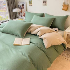 DCSKY Duvet Cover Set - 100% Washed Cotton, 3 Piece Pre-Washed Super Soft Breathable Bedding wit…