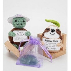 2 Pack Valentines Day Gifts Positive Crochet Animals Birthday Gifts for Women Men Includes Motivational…