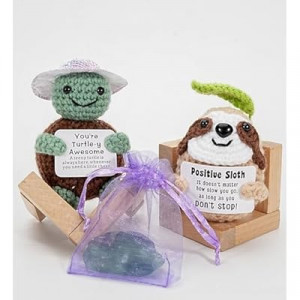 2 Pack Valentines Day Gifts Positive Crochet Animals Birthday Gifts for Women Men Includes Motivational…