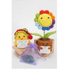 2 Pack Valentines Day Gifts Positive Crochet Animals Birthday Gifts for Women Men Includes Motivational…