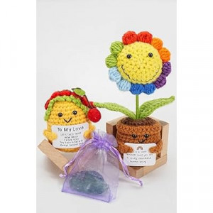 2 Pack Valentines Day Gifts Positive Crochet Animals Birthday Gifts for Women Men Includes Motivational…