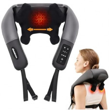 Neck Shoulder Back Massager with Heat, Width Adjustable Cordless Shiatsu Heated Massager for Pain R…