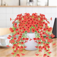 Artificial Fake Hanging Flowers Plants for Home Spring Decoration,2 PCS Faux Silk Daisy with Eucalyptus Lea…