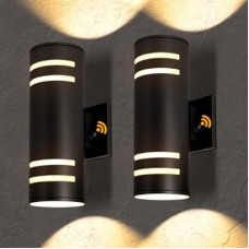 Tesjaso Modern Outdoor Wall Sconce with Dusk to Dawn Sensor, Up Down Exterior Light Fixture, Waterproof…