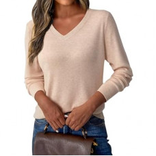 GKBK Women's V Neck Sweater Wool Blend Lightweight Soft Pullover Long Sleeve Tops Business Casual Fall Ou…