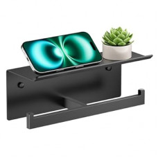 FORIOUS Black Toilet Paper Holder with Shelf, 304 Stainless Steel Wall Mount Commercial Toilet Paper Dis…