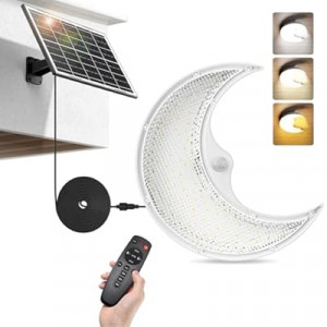 Solar Moon Lights Indoor/Outdoor-Motion Sensor, SunBonar Solar Shed Light with On/Off Switch & Remote…