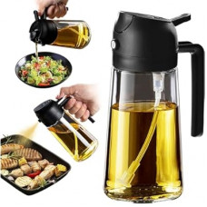 XBllcyiv 16oz/470ml Glass Olive Oil Sprayer for Cooking - 2 in 1 Olive Oil Dispenser for Kitchen Gadgets, Air F…