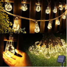 Solar Outdoor String Lights, 20Ft Vintage Rope Hemp Solar Patio Lights Waterproof Warm White Sol…
