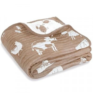 BOPRIO Ultra Soft Muslin Baby Blanket 6 Layers Neutral Swaddles Bed Blankets with Lovey Animal De…