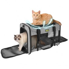 Cat Carrier for 2 Cats/Kitten, Pet Carrier for Cat, Puppy, Small Dog & Bunny, Foldable Soft-Sided Travel P…