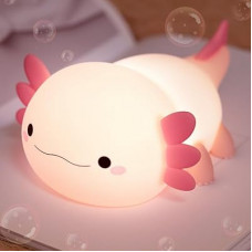 Axolotl Lamp, Axolotl Cute Night Light Gifts, Rechargeable Bedside Nightlight, Dimmable Squishy Silic…