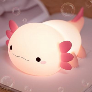 Axolotl Lamp, Axolotl Cute Night Light Gifts, Rechargeable Bedside Nightlight, Dimmable Squishy Silic…