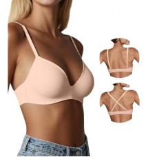 ZYQEXA Seamless Wireless Bra for Women with Support - No Underwire Plunge Push Up Comfy Tshirt Bras…