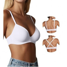 ZYQEXA Seamless Wireless Bra for Women with Support - No Underwire Plunge Push Up Comfy Tshirt Bras…