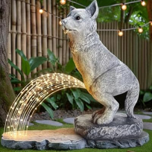 VOFSTAND Garden Statues Dog Statue with Solar LED Light, Ideal Gifts for Friends or Family's Birthda…