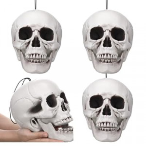 Lenwen 4 Pcs Horror Christmas Skull Hanging Tree Ornament Decor Plastic Mini Halloween Skulls Head Small…