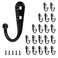 Zlierop 20PCS Hooks for Hanging, Metal Key Hooks with 45 Screws, Heavy Duty Single Prong Hook，W…