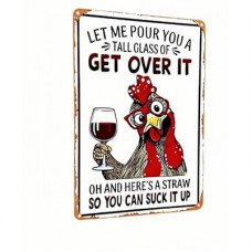 Carastora Funny Chicken Tin Sign – Vintage-Style Metal Sign for Kitchen, Bar, Farm, or Backyard…