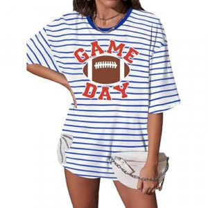 Football Shirt for Women Oversize Game Day T-Shirts Football Graphic Tee Tops Funny Sunday Funday Spo…