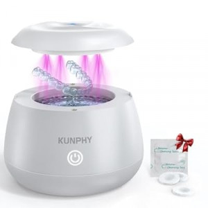 KUNPHY 2026 Ultrasonic Retainer Cleaner Machine, 48kHz Dental Cleaning Pod for Braces, Night Guar…